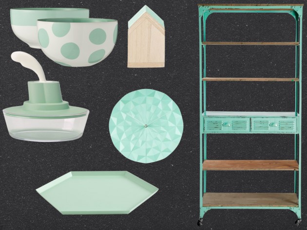 Déco vert menthe accessoire bol bibliothèque