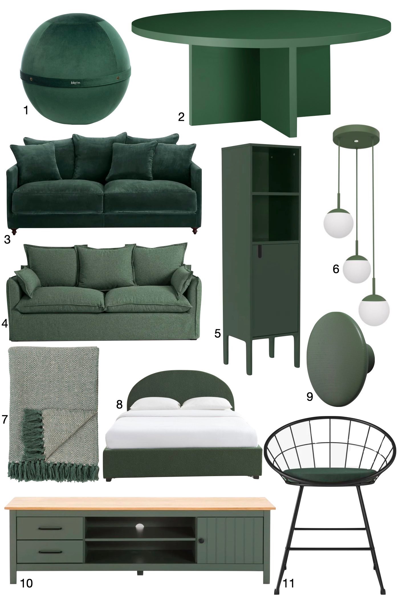 décoration salon meuble vert sapin pas cher