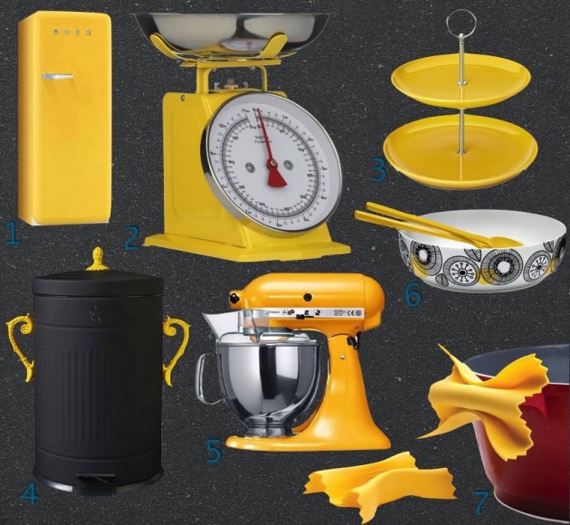 Accessoires cuisine jaune rétro design original