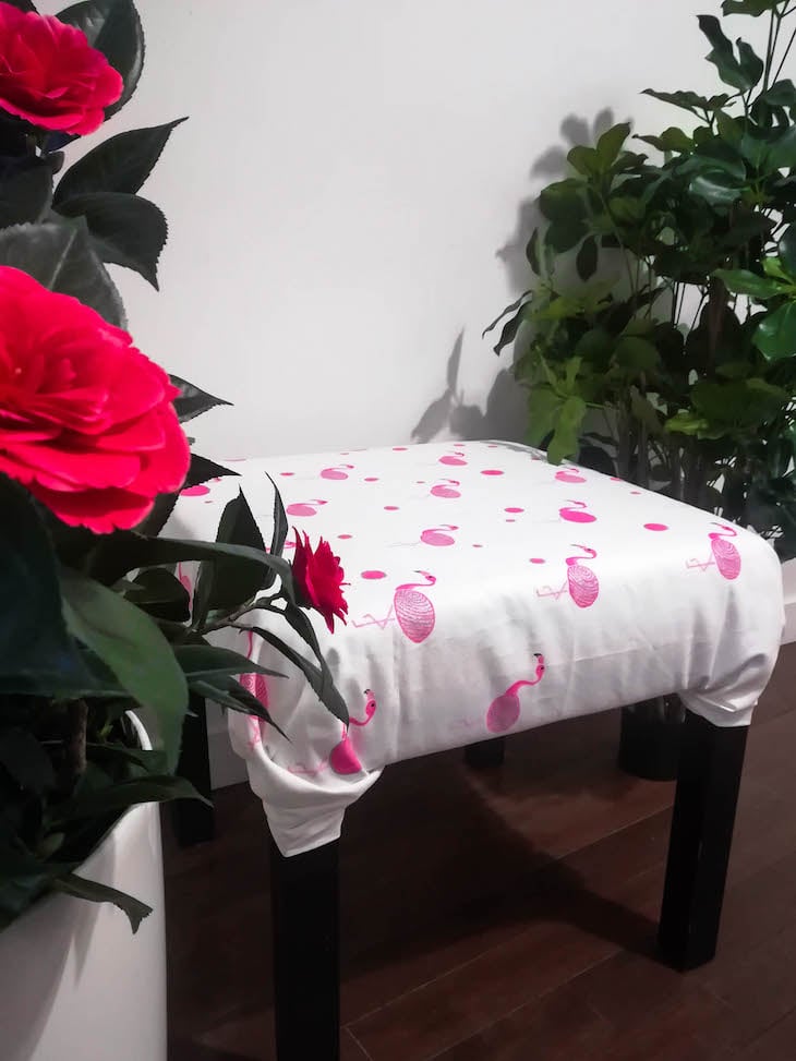 lack ikea hack pouf final rose