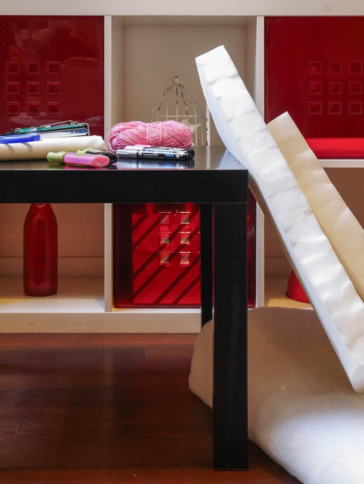 lack ikea hack pouf materiel