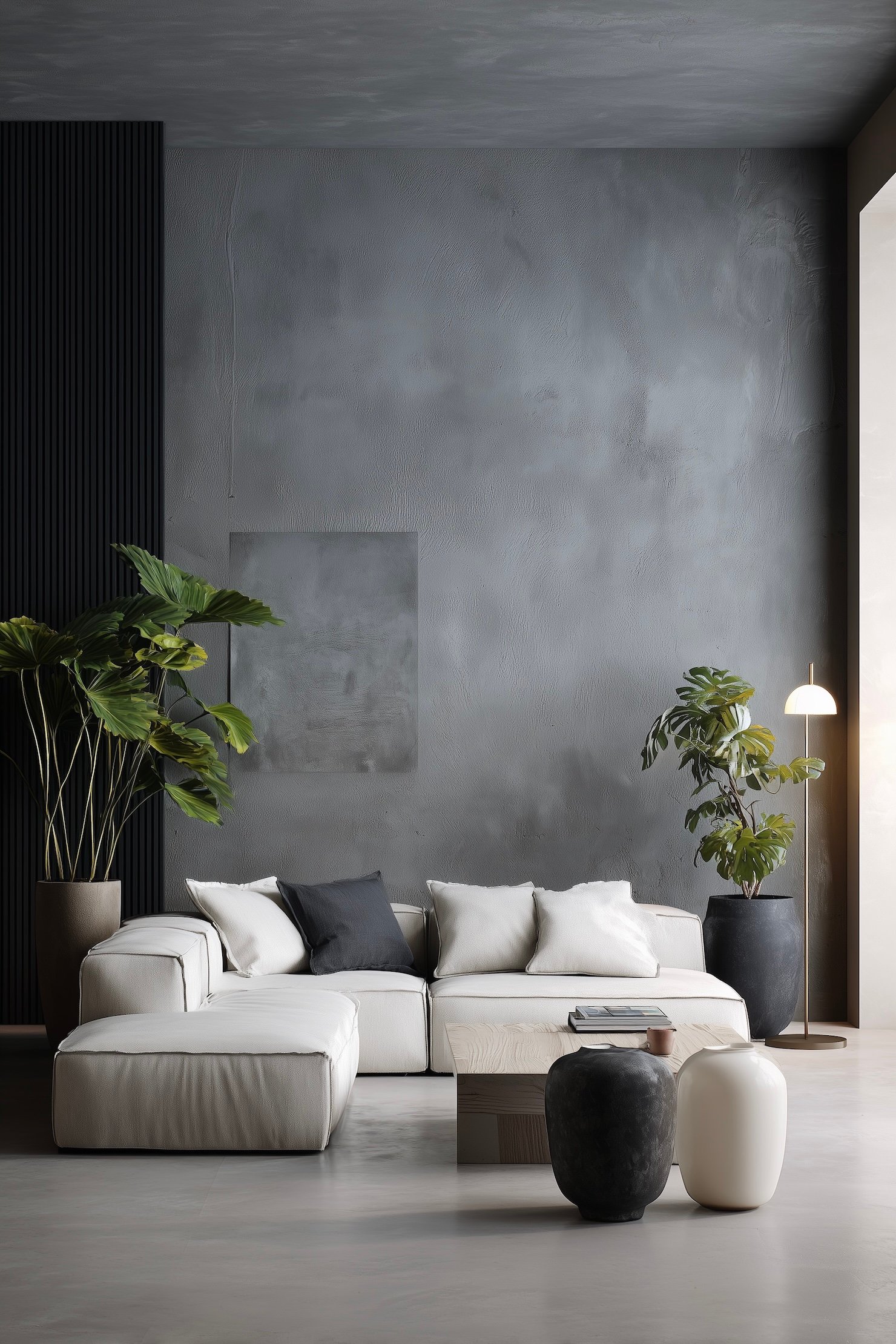 mur texture finition béton trompe oeil salon loft