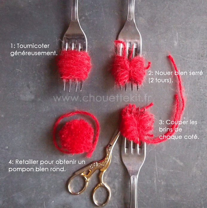 pompon à la fourchette DIY tuto. www.clemaroundthecorner.com