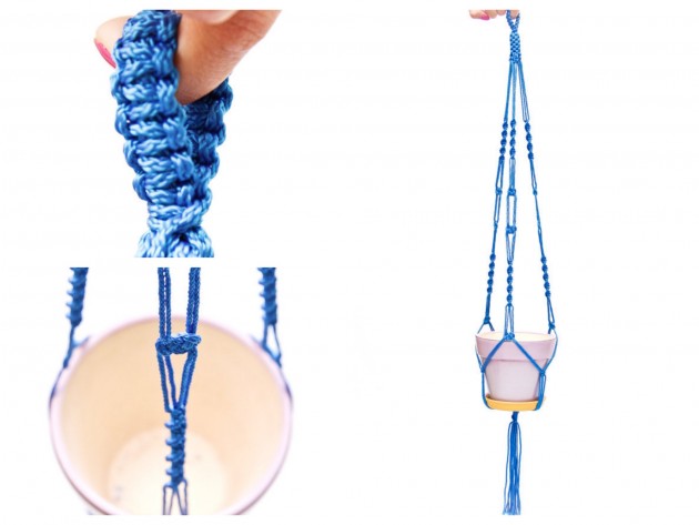 jardinières suspendues en macramé diy Macramé bleu Etsy