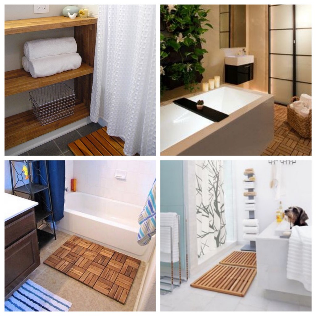 salle de bain IKEA Hacks. Tapis de bain, sortie de bain en bois caillebotis. www.clemaroundthecorner.com