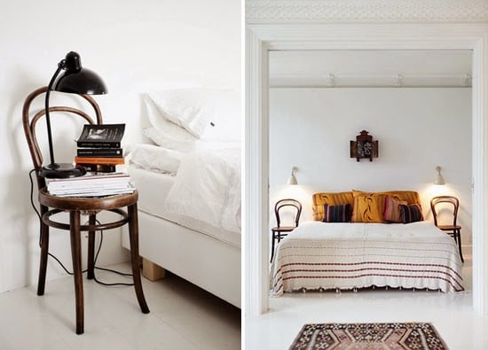 Faire une table de nuit avec une chaise.