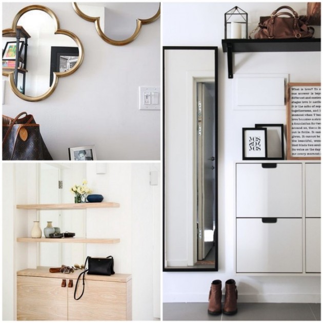 Agrandir une entree piece avec des miroirs.