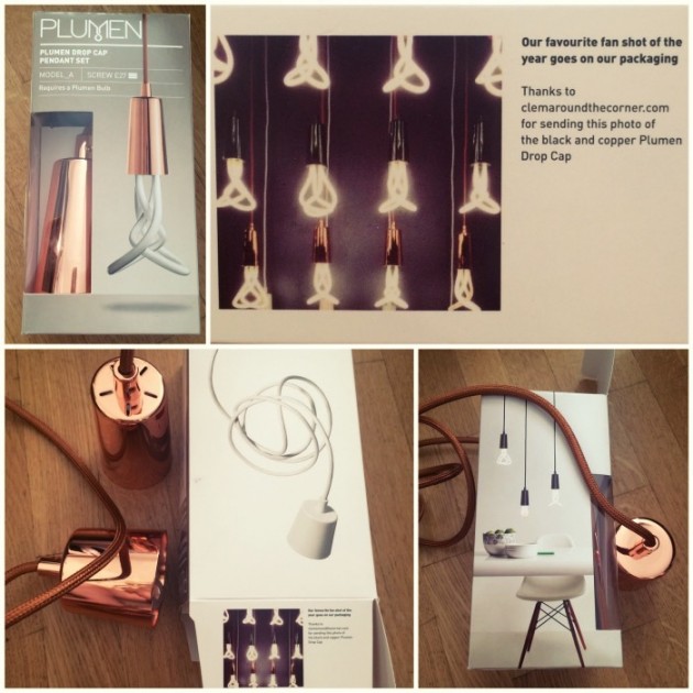 Clem around the corner x plumen packaging lamp drop cap.