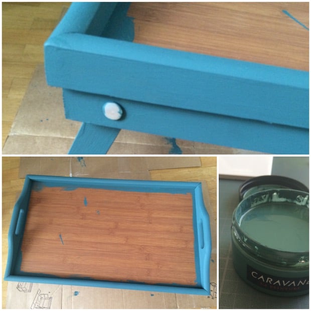 DIY plateau de petit dejeuner a pied peinture caravane.