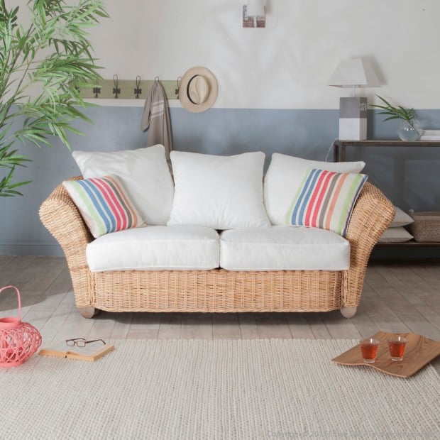canapé osier bord de mer salon