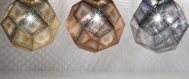 Etch tom dixon suspension lampe cuivre acier.