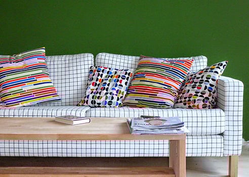 Canapé tissu petit carreau