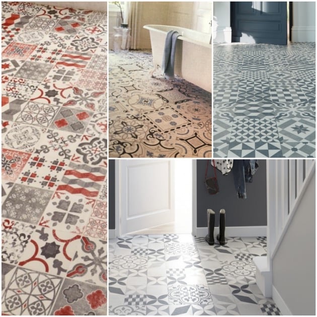 rouleau vinyle imitation carreau de ciment carrelage saint maclou