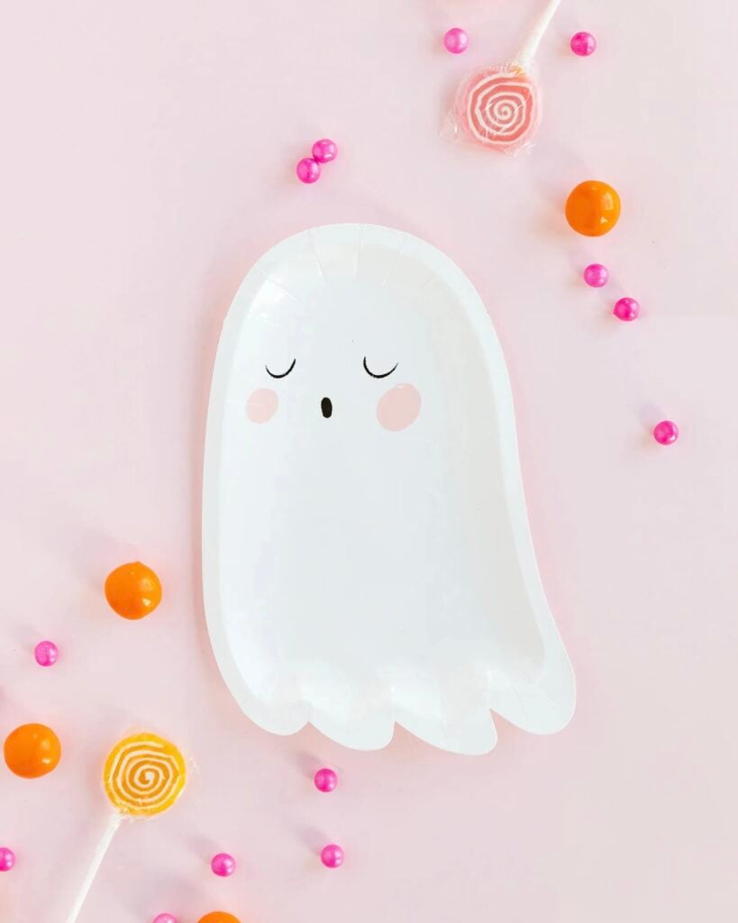 assiette carton papier anniversaire fantôme mignon