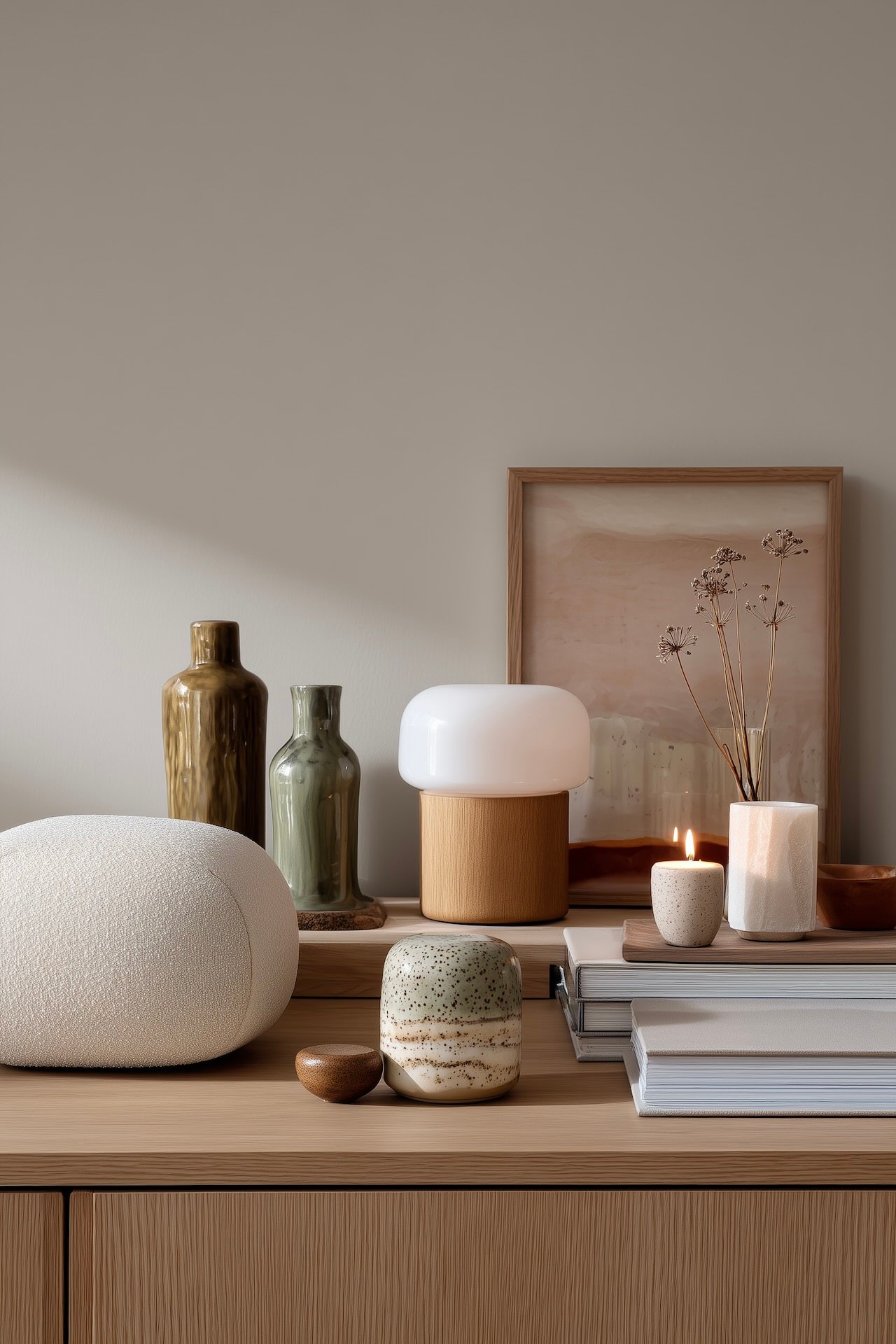 console chêne massif objets décoratifs style nordique