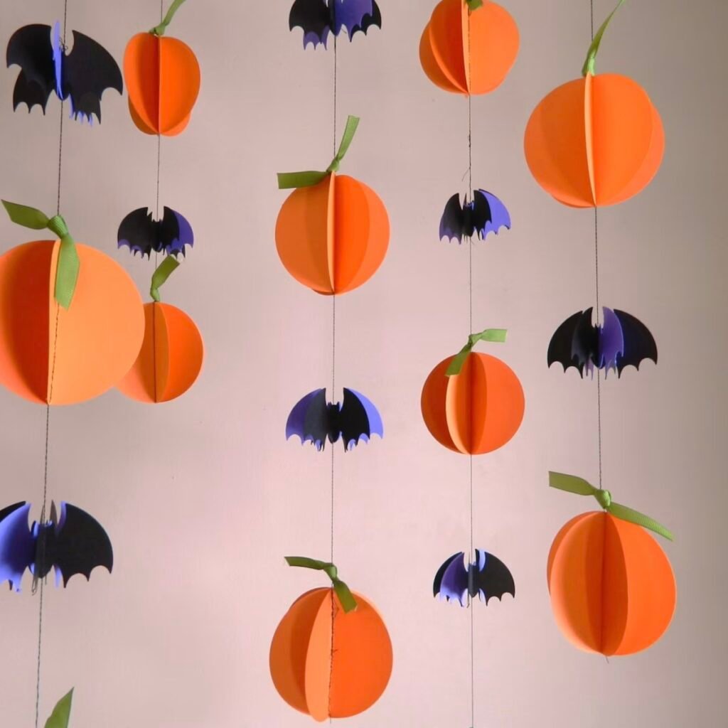 guirlande origami citrouille chauve-souris