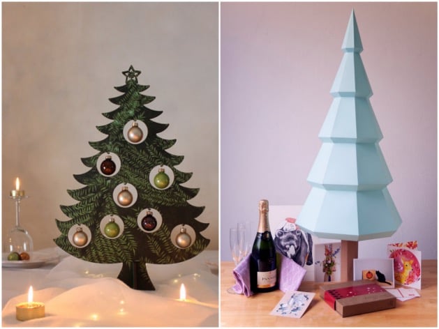 petit et faux sapin de noel en papier origami