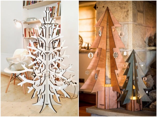 faux sapin de noel en bois