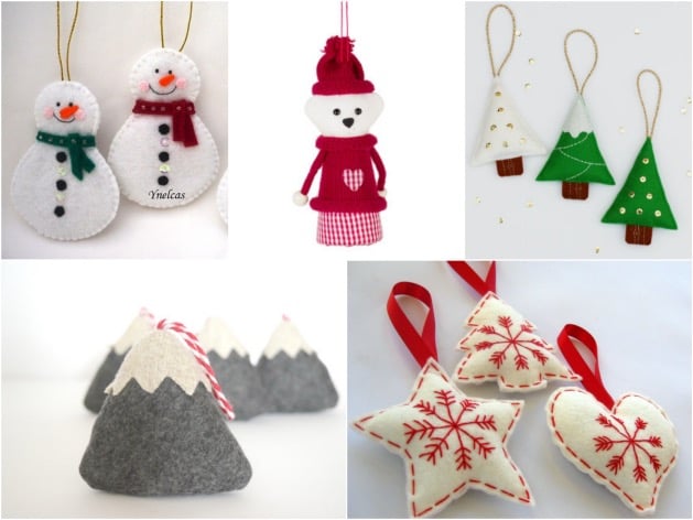 Décorations de sapin en feutrine.