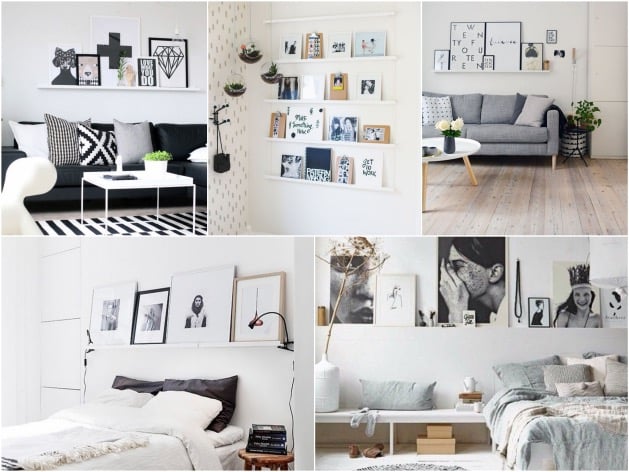 étagère mur de cadres