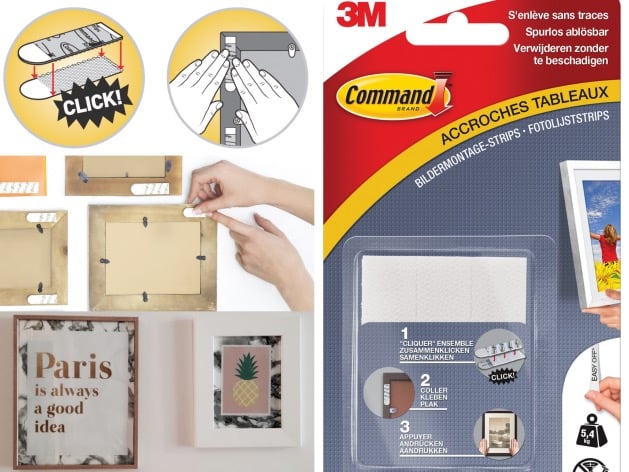 astuces déco pour locataire languettes 3m comment accrocher cadre tableau au mur sans vis ni clou trou