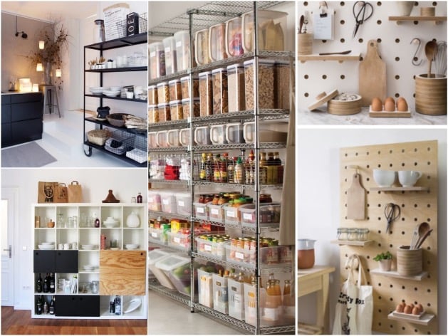 Astuces déco pour locataire rangement ouvert étagère cuisine ouverte vrac pegboard