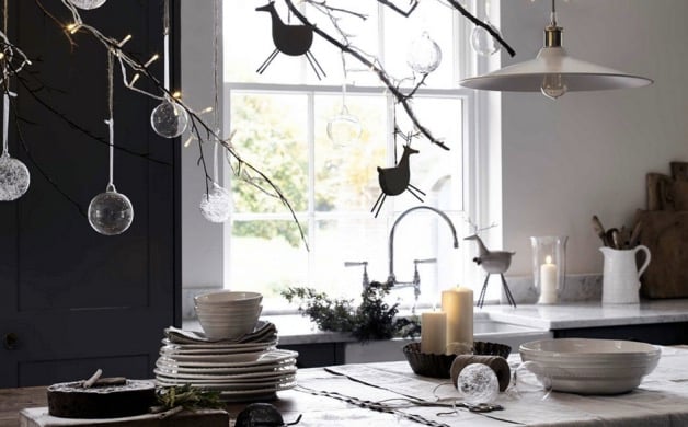 cuisine decoree pour noel noir et blanc