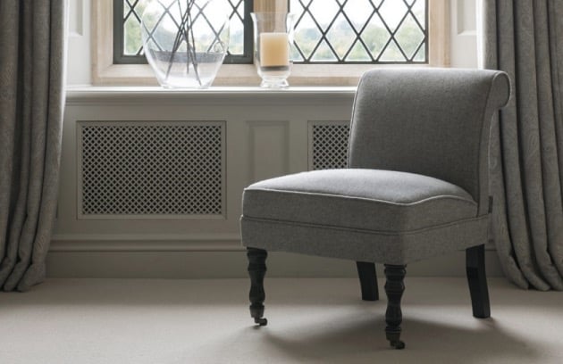 fauteuil style anglais roues crapeau laine gris