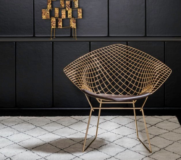 fauteuil de designer doré laiton 18 carats