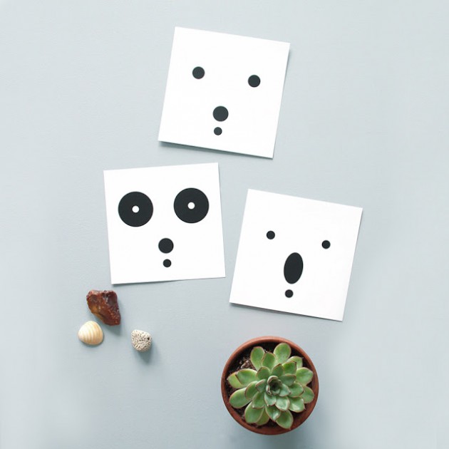 carte visage silhouette ours noir et blanc