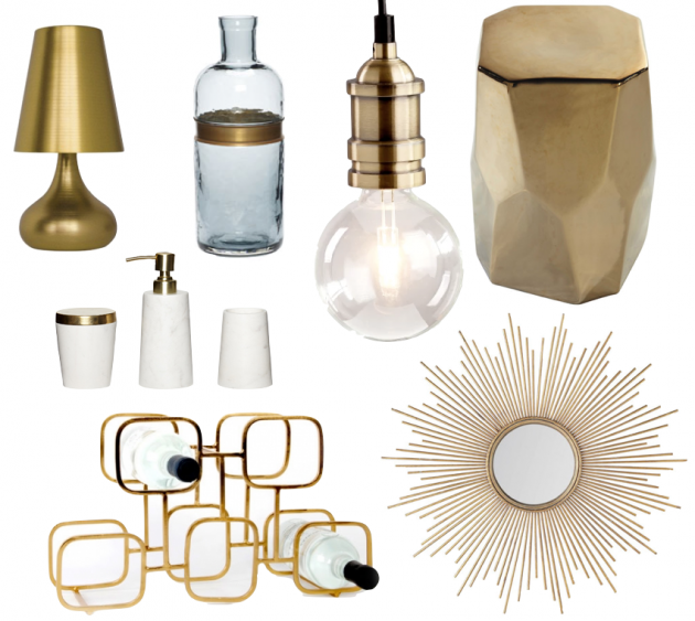 Décoration luminaire laiton doré pas cher