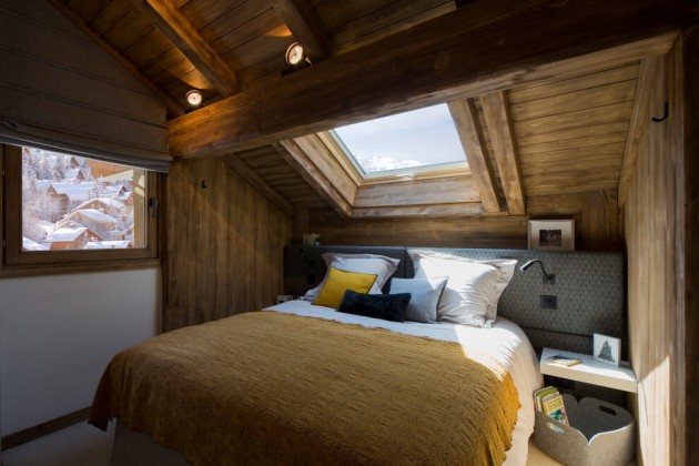 Chambre sous les toits style montagne