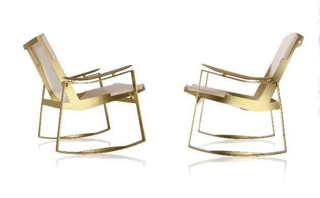 Jader Almeida rocking chair en laiton