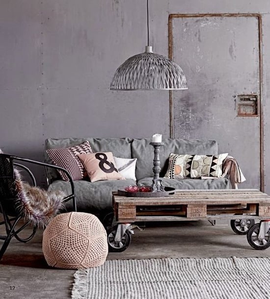 diy idée deco palette table basse roue indus