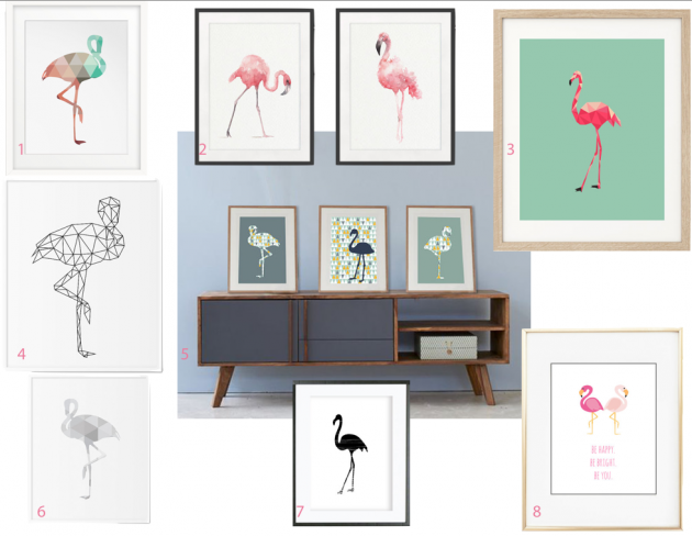 affiche print flamant rose design