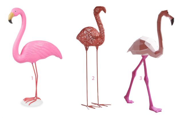 flamant rose statuette fil métallique