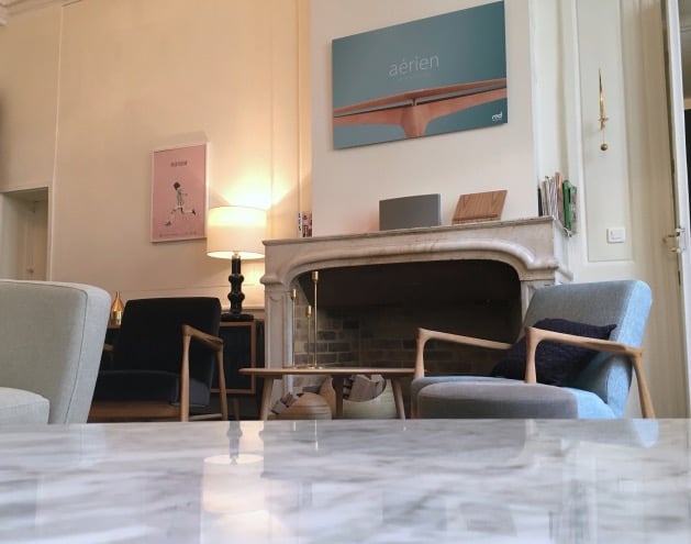 table basse effet marbre années 50