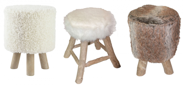 pouf fausse fourrure déco