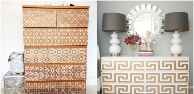 pochoir peinture transformer un meuble ikea