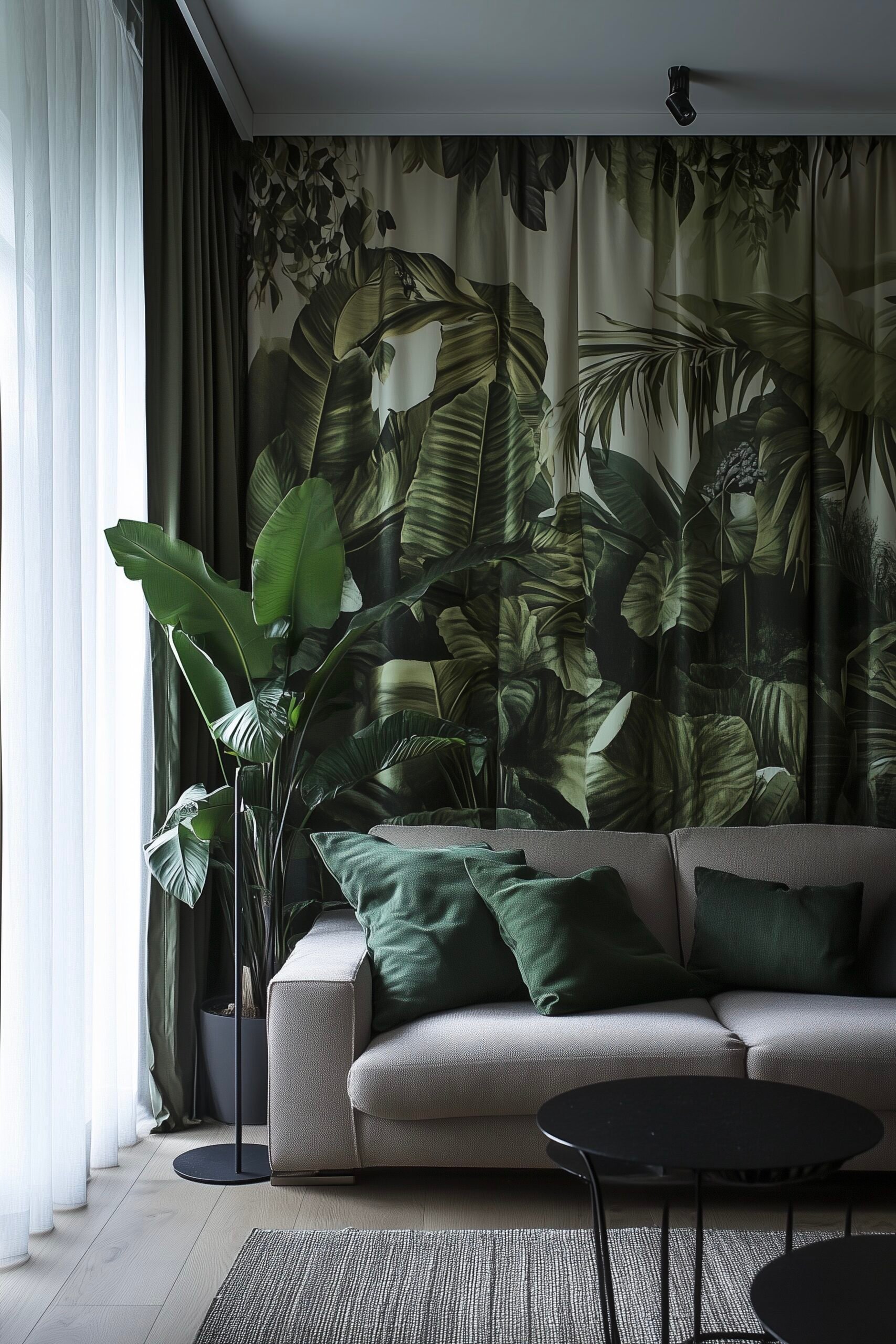 rideau tendance jungle séparation espace salon
