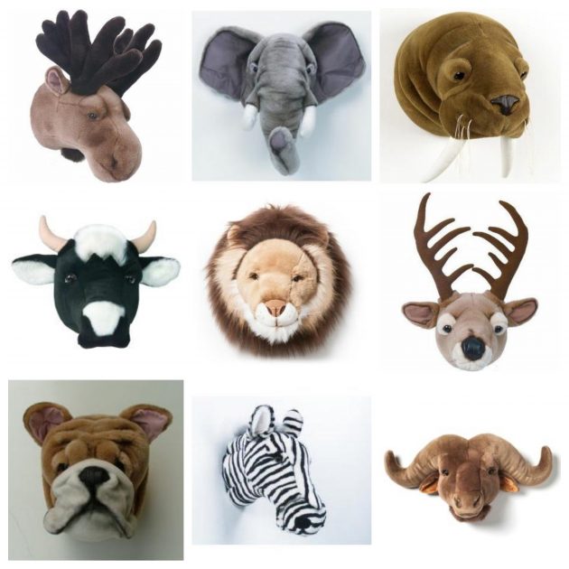 Faux trophée peluche éléphant morse élan vache