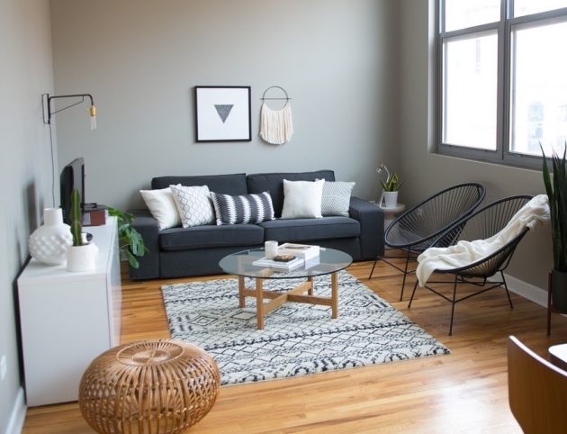 appartement salon gris et blanc au style scandinave