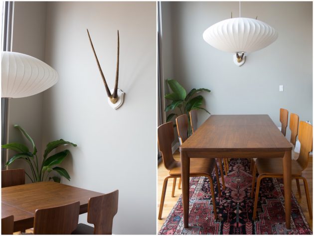 salle à manger deco boheme epure minimaliste vintage chaise bois 60s