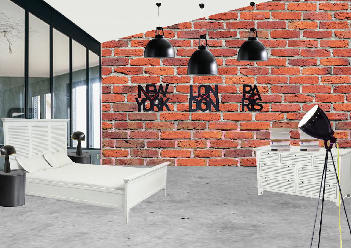 chambre décoration mix and match industriel tranditionnelle