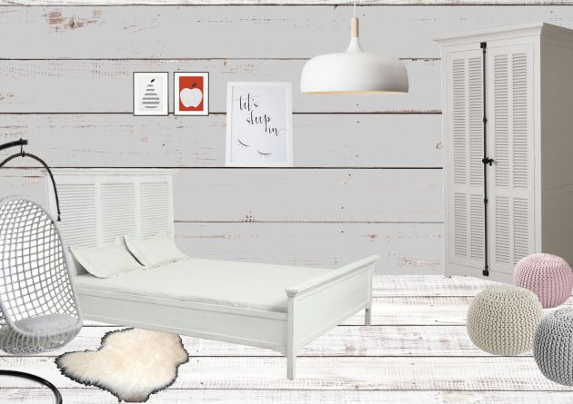 chambre toute blanche parquet blanchi décoration scandinave