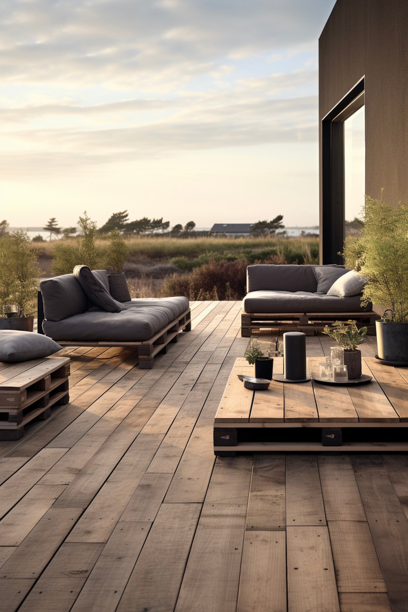 terrasse en bois face à la mer Bretagne