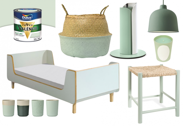 idee deco chambre vert gris