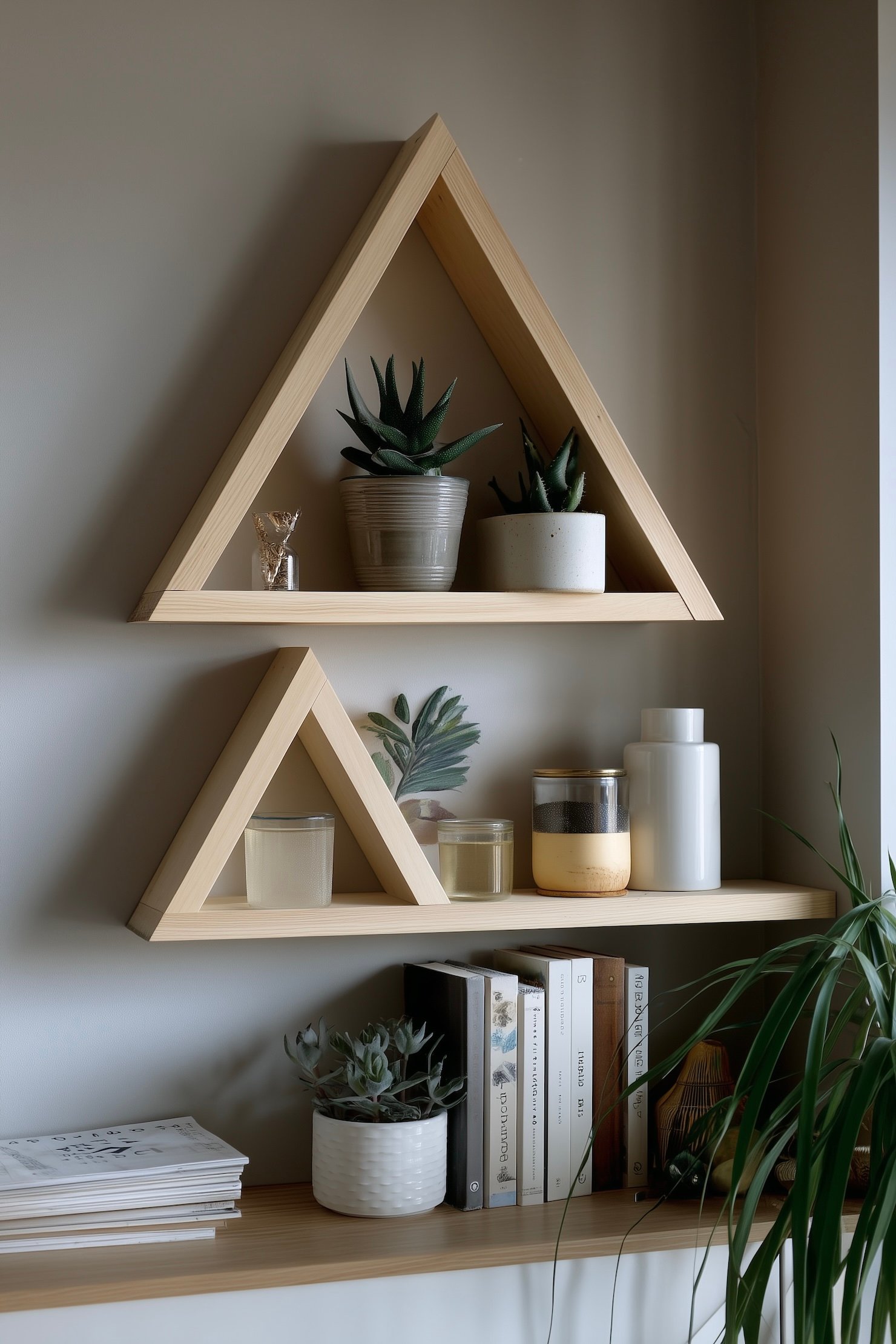 diy étagère triangle à fabriquer soi-même murale