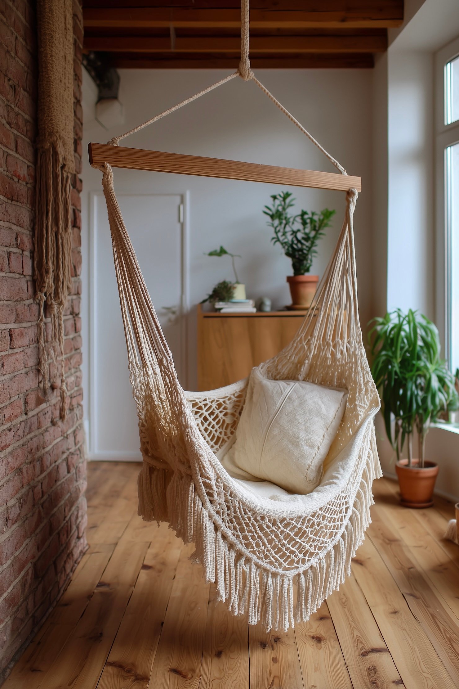 fauteuil suspendu façon hamac macramé