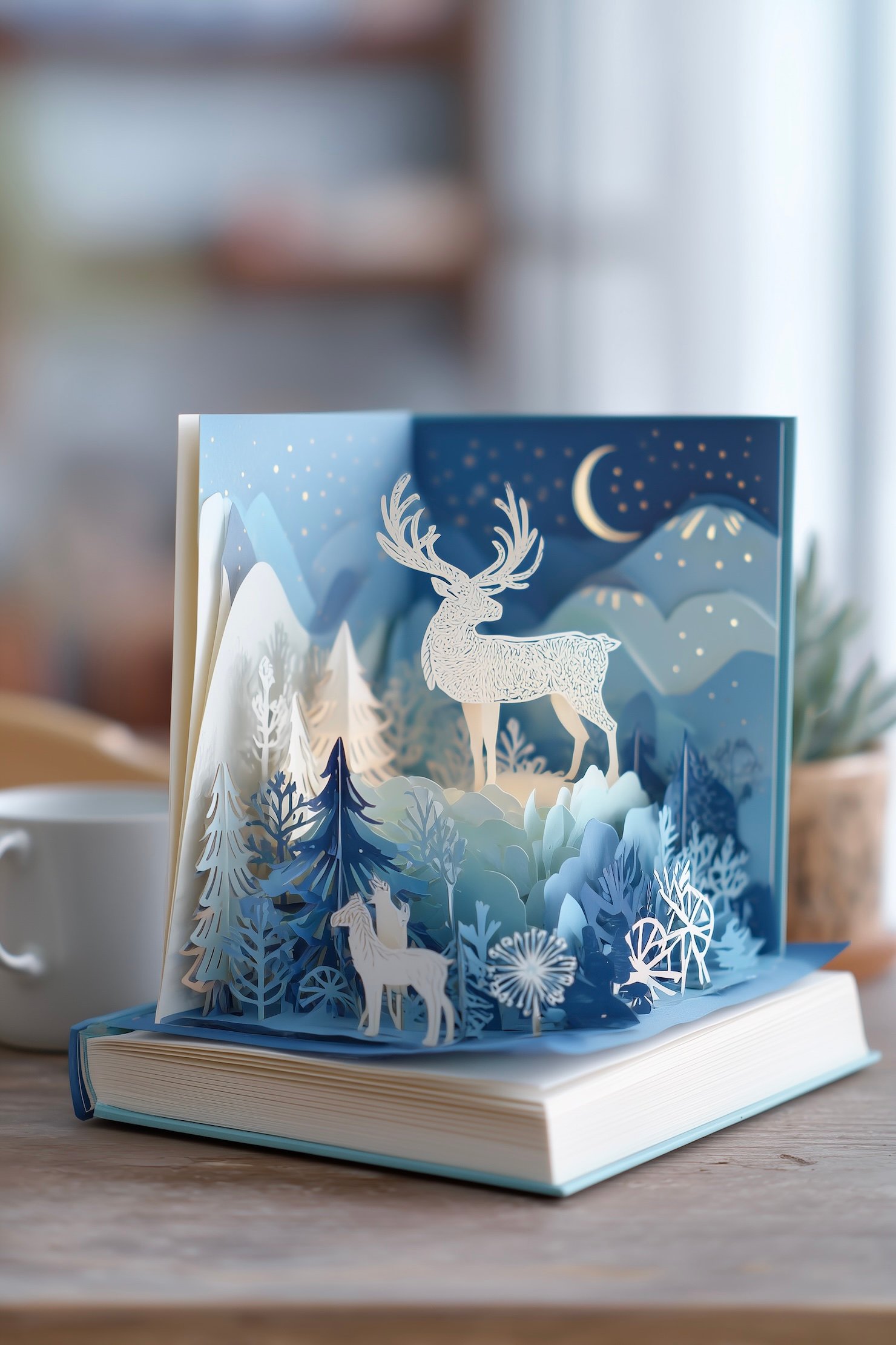 origami papier tableau 3d découpage ambiance hivernale